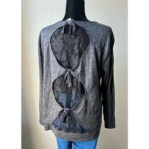 Grey long sleeve top with lace back detail